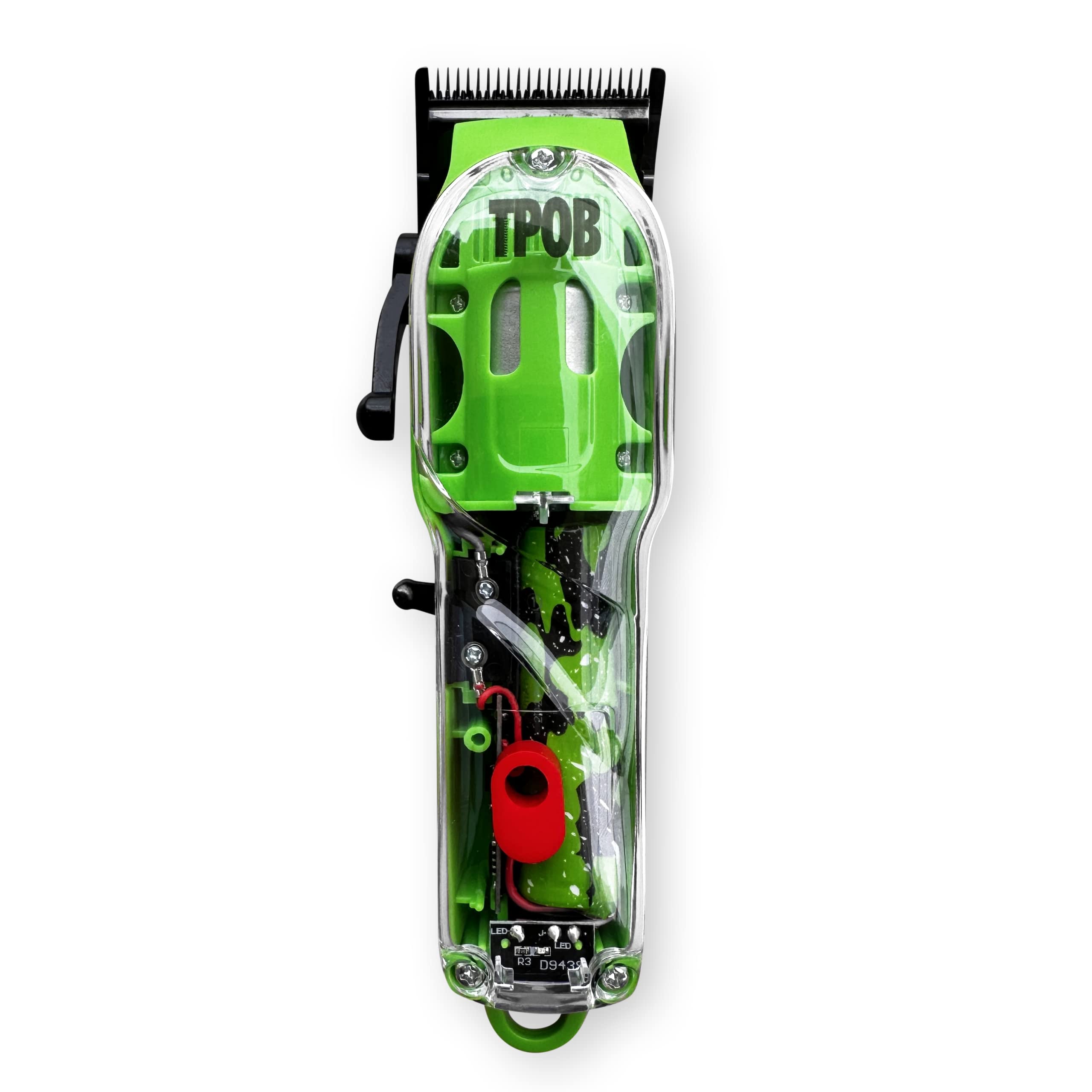 TPOB Slime 2 clipper blade close-up showing X Fade Blade action