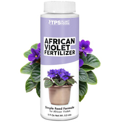 TPS NUTRIENTS African Violet Fertilizer bottle pour demonstrates even feeding for steady blooms