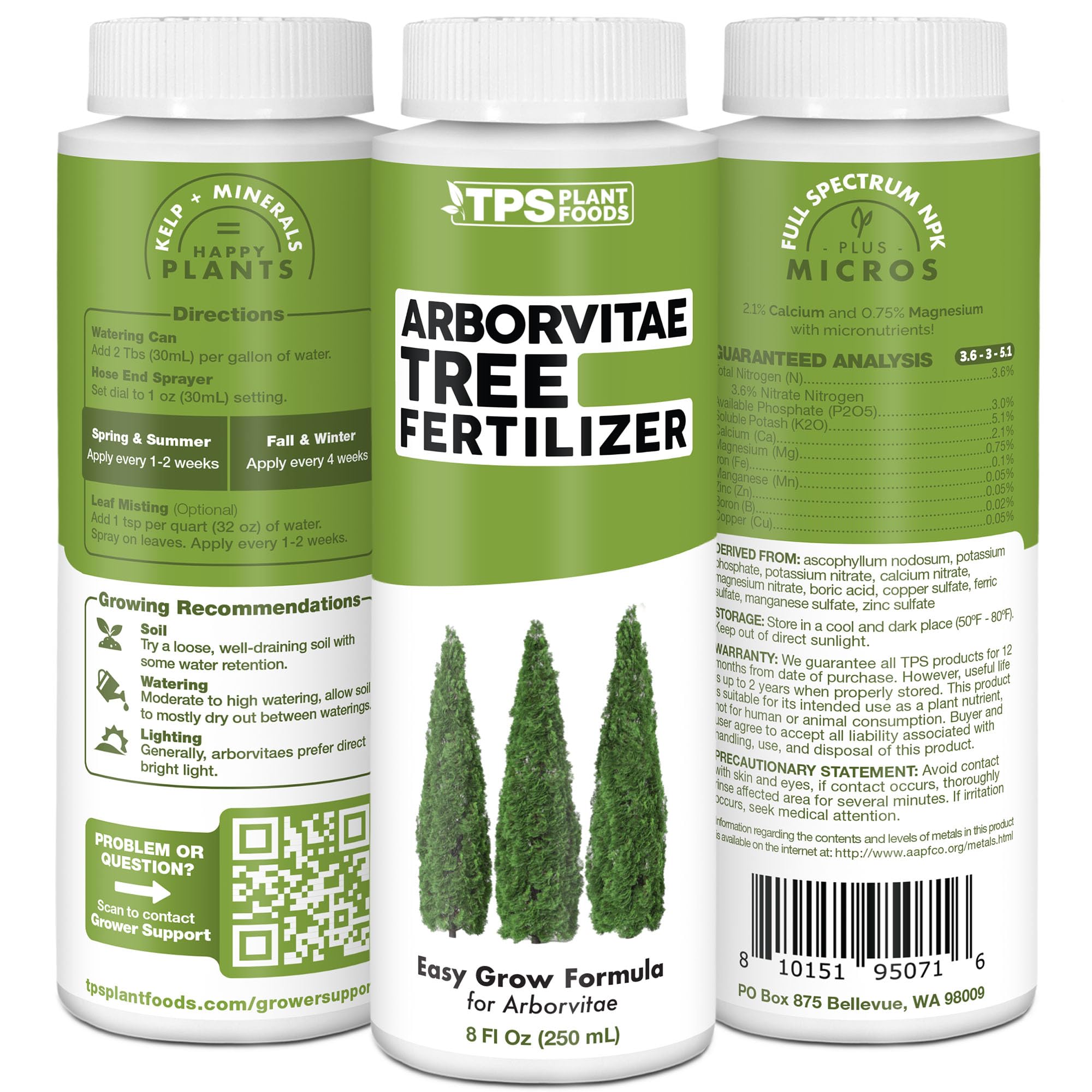 TPS NUTRIENTS Arborvitae easy-application visuals promote simple outdoor feeding routine.