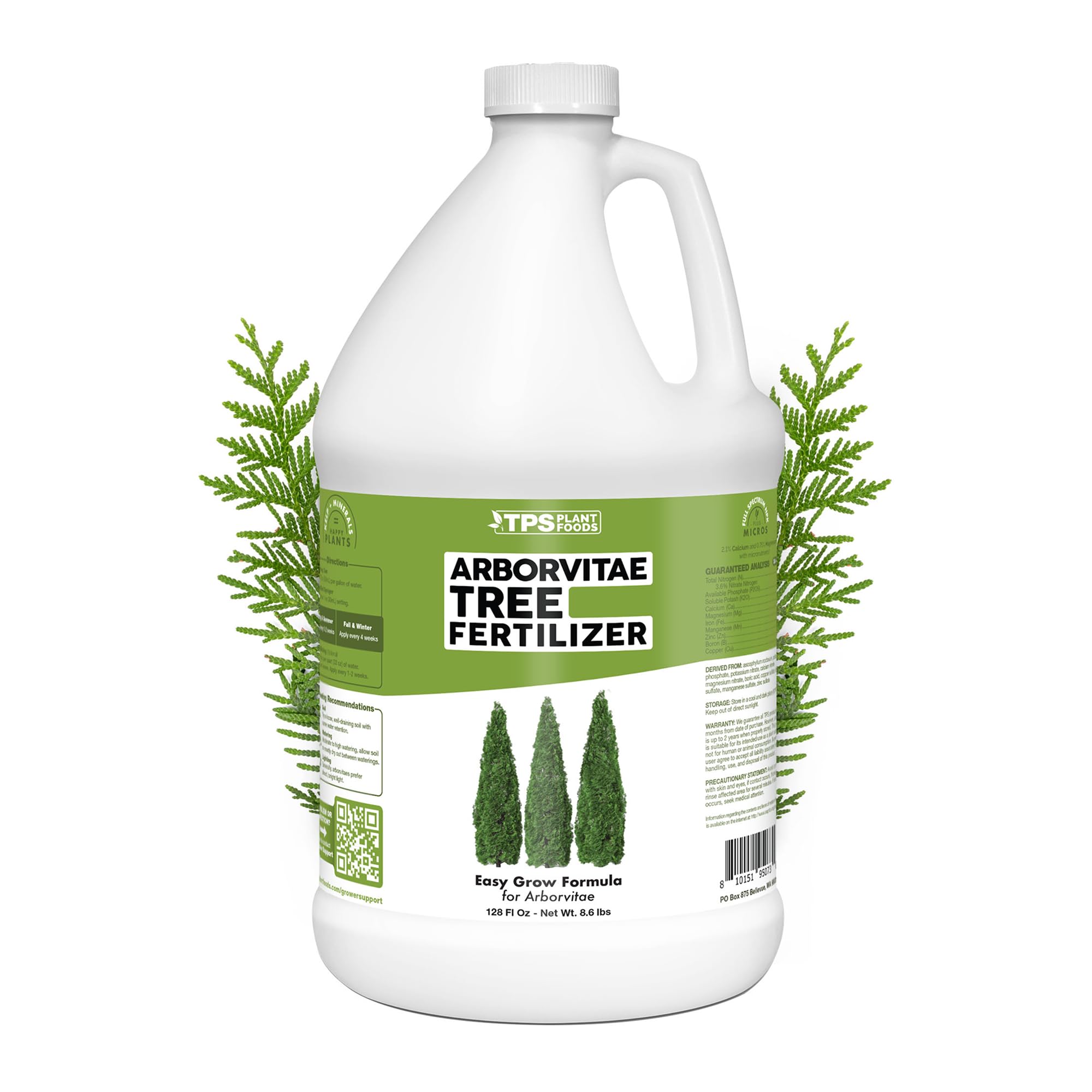 TPS NUTRIENTS Arborvitae fertilizer bottle closeup promotes healthier growth