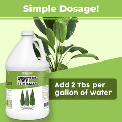 TPS NUTRIENTS Arborvitae fertilizer bottle pour demonstrates easy application