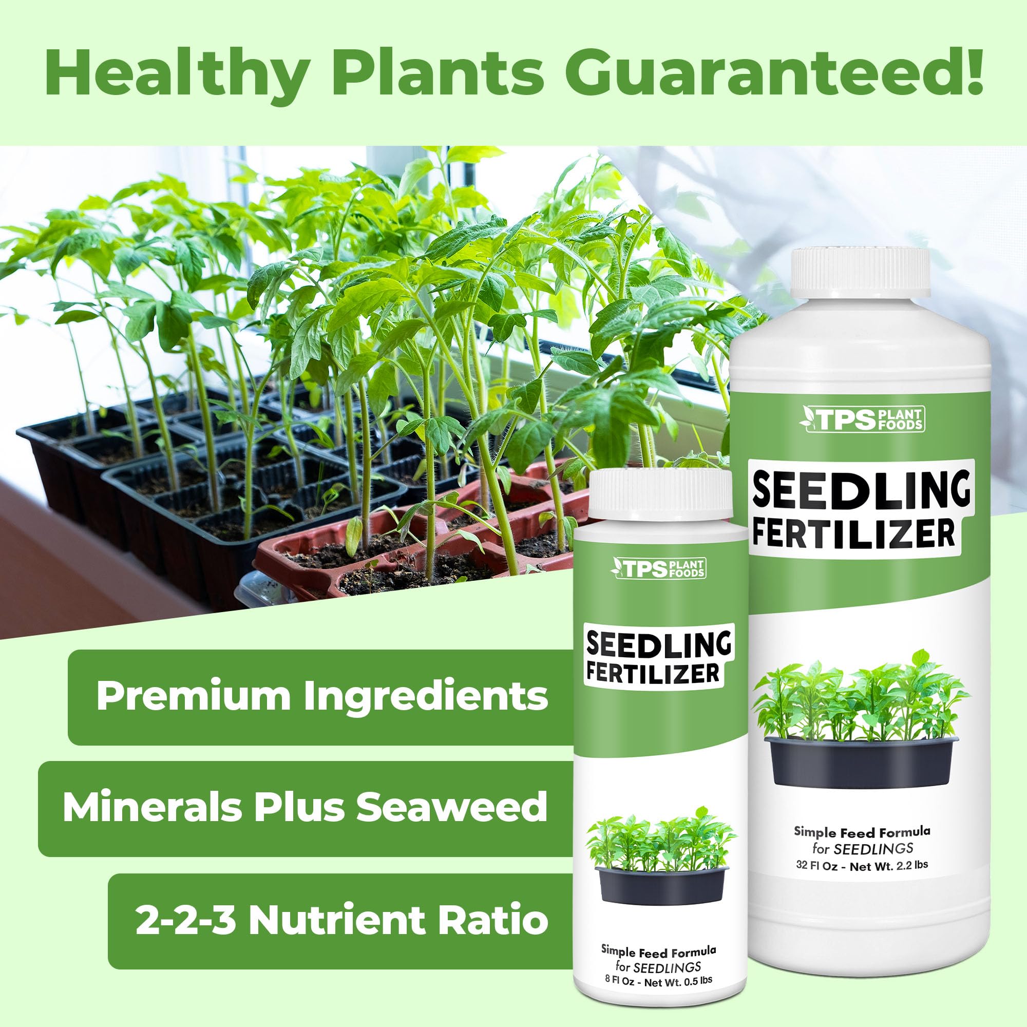 TPS NUTRIENTS Seedling Fertilizer root-growth closeup shows even nutrition for young roots