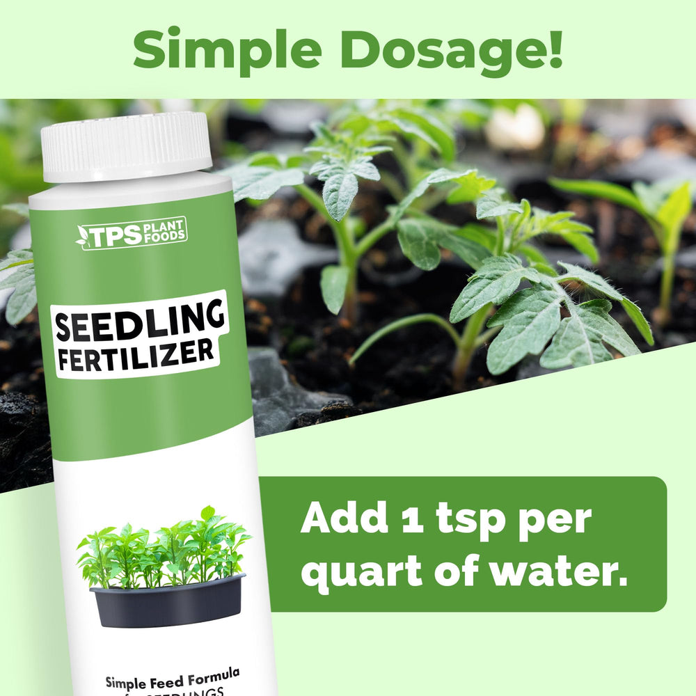TPS NUTRIENTS Seedling Fertilizer seedling-setup demonstrates weekly feeding for new growth