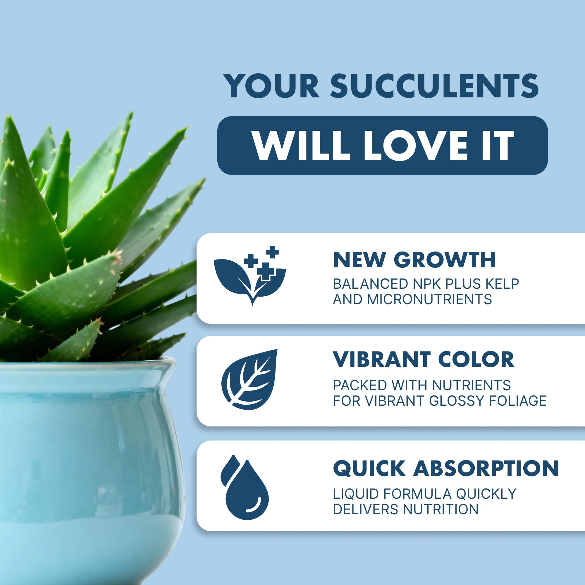 TPS NUTRIENTS succulent plant food compact-growth helps prevent leggy stems and sturdy leaves.