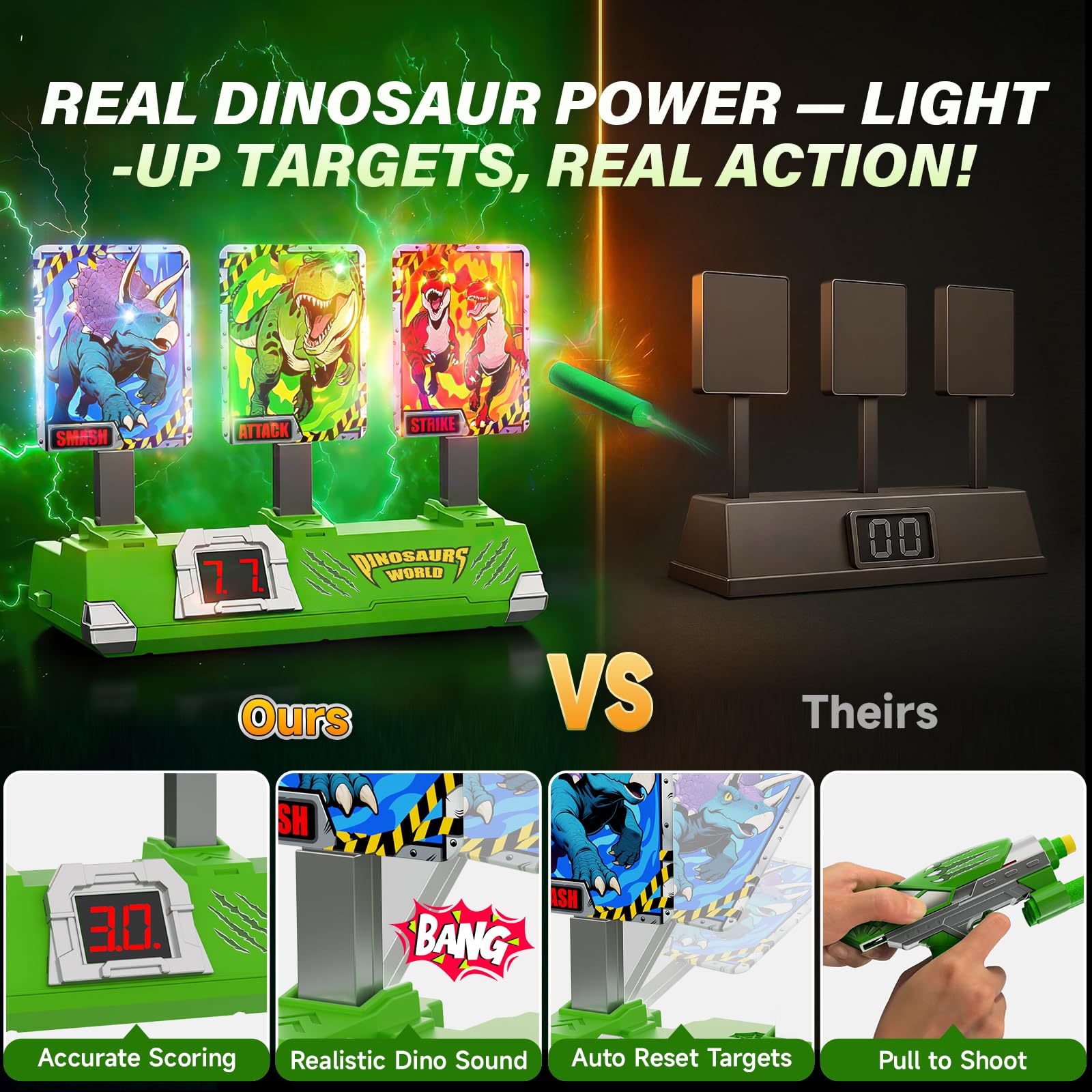 Tqeieu dino blaster with soft darts safe for indoor battles.