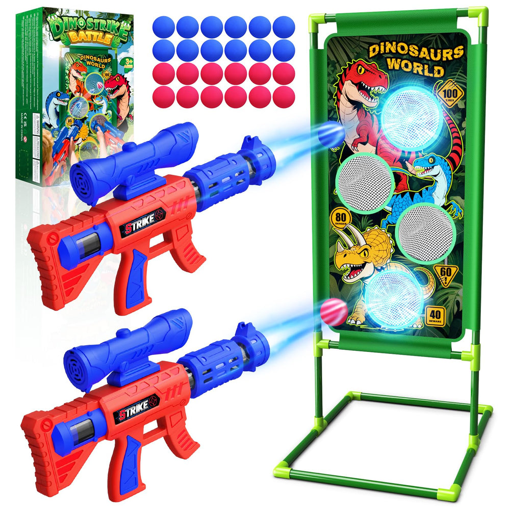 Tqeieu dinosaur shooting game front view with two launchers for active play