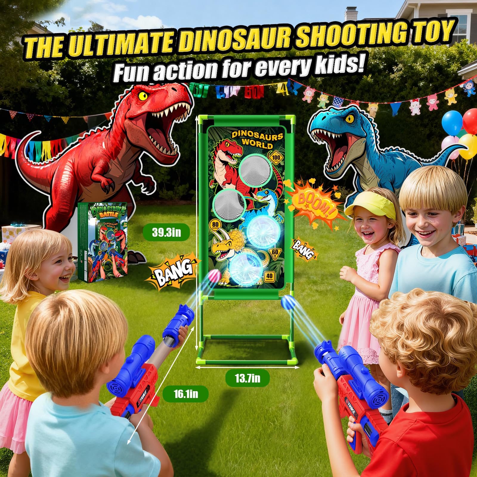 Tqeieu dinosaur shooting game in action with kids playing
