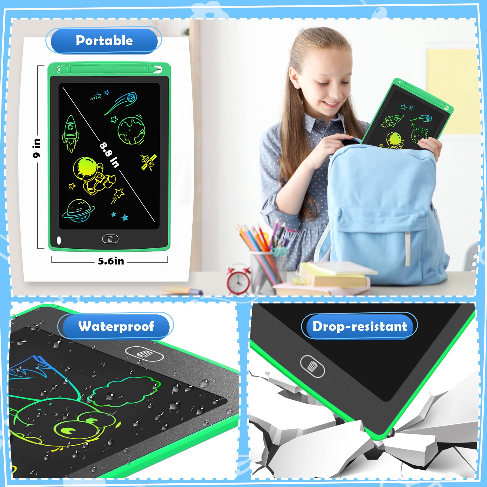TQU LCD writing tablet black offers durable, take-anywhere creative practice