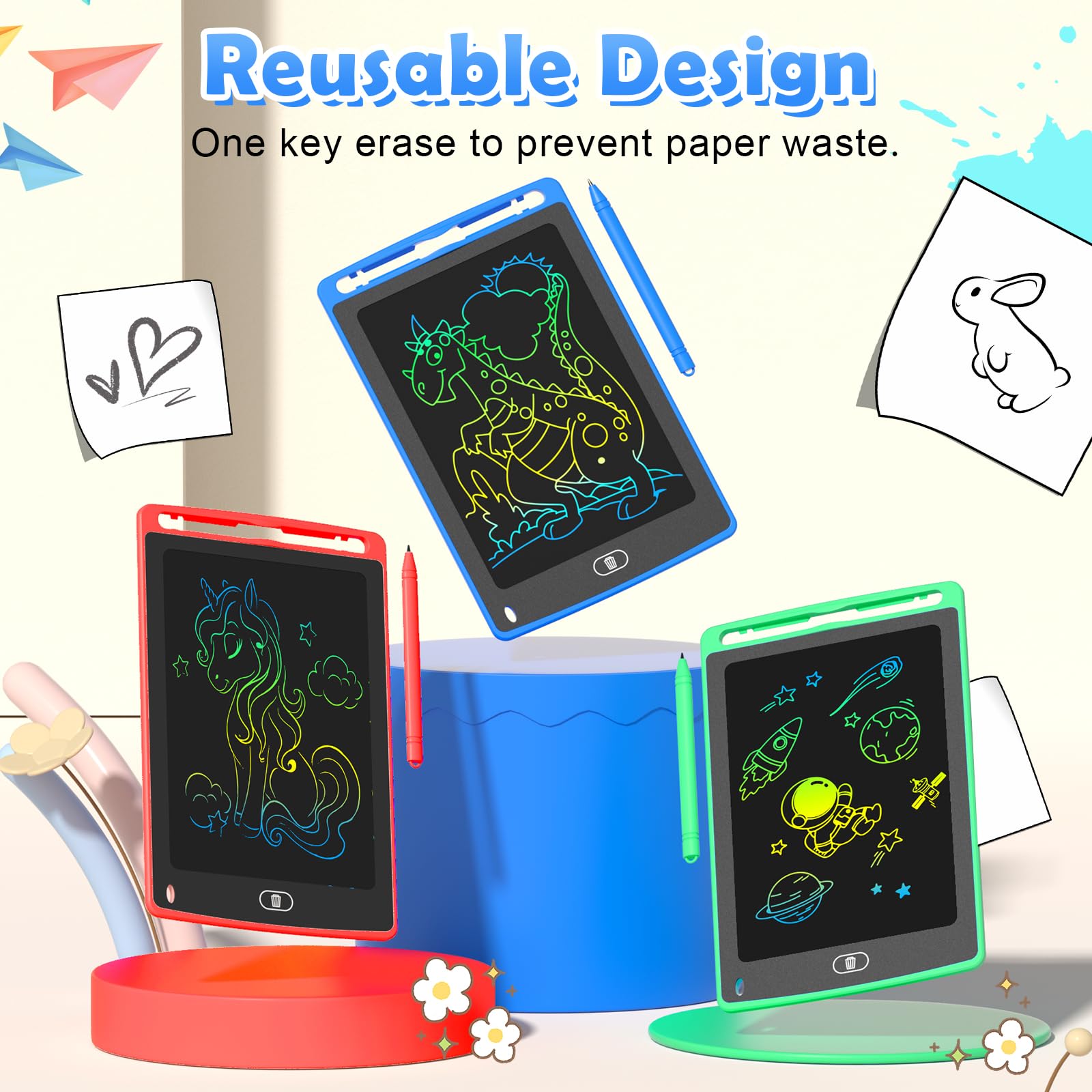 TQU LCD writing tablet red enables quick notes and drawings during quiet time