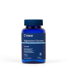 Trace Minerals Magnesium Glycinate capsules beside bottle for calm sleep support
