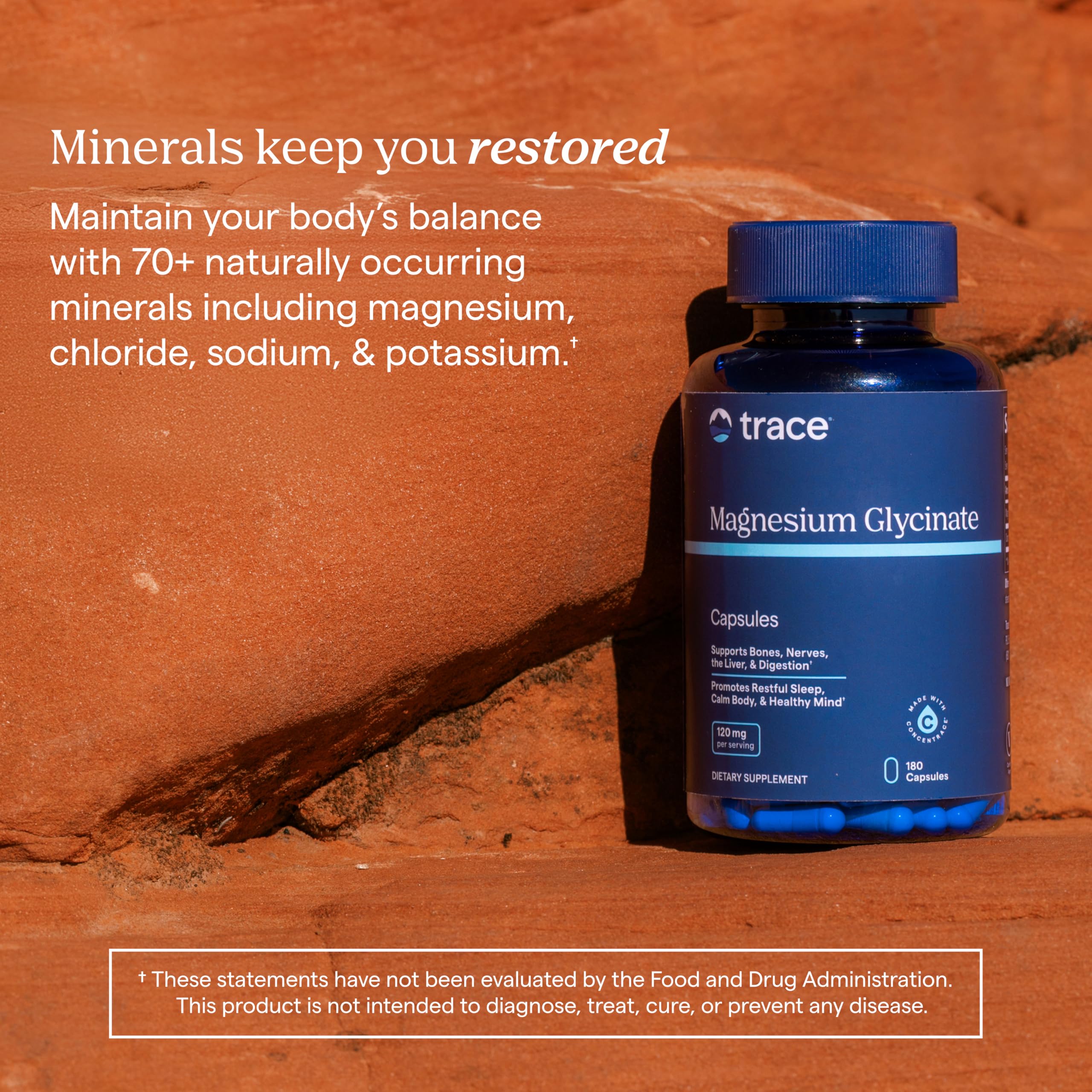 Trace Minerals Magnesium Glycinate gluten-free claim visual highlights allergen-free option