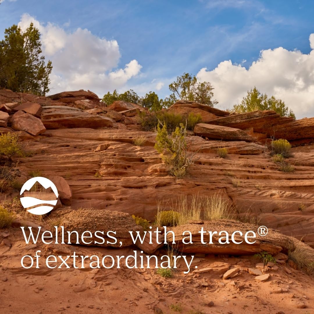 Trace Minerals magnesium glycinate powder on kitchen counter for everyday wellness.