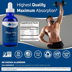 Trace Minerals Mega-Mag dropper dispensing magnesium for convenient hydration support.