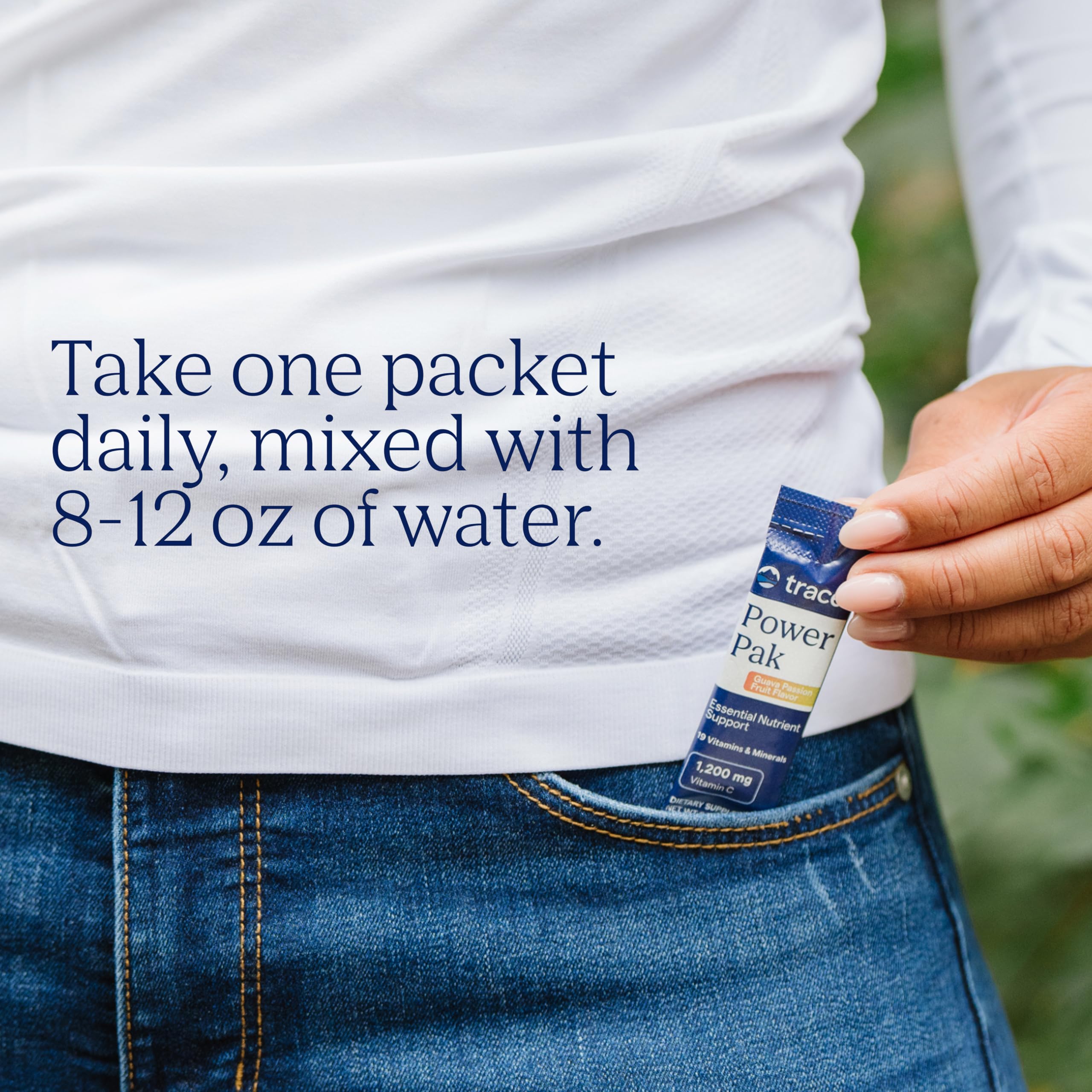 Trace Minerals Power Pak label highlights 18 vitamins and ionic minerals.