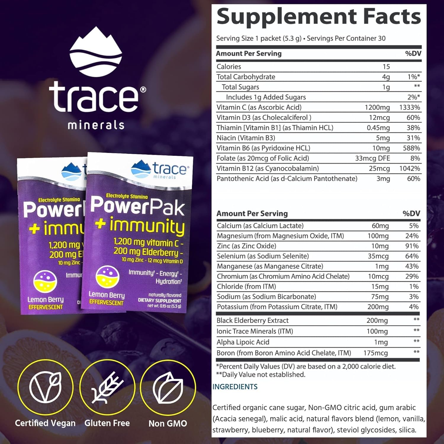 Trace Minerals Power Pak single serving packet ready for on the go use