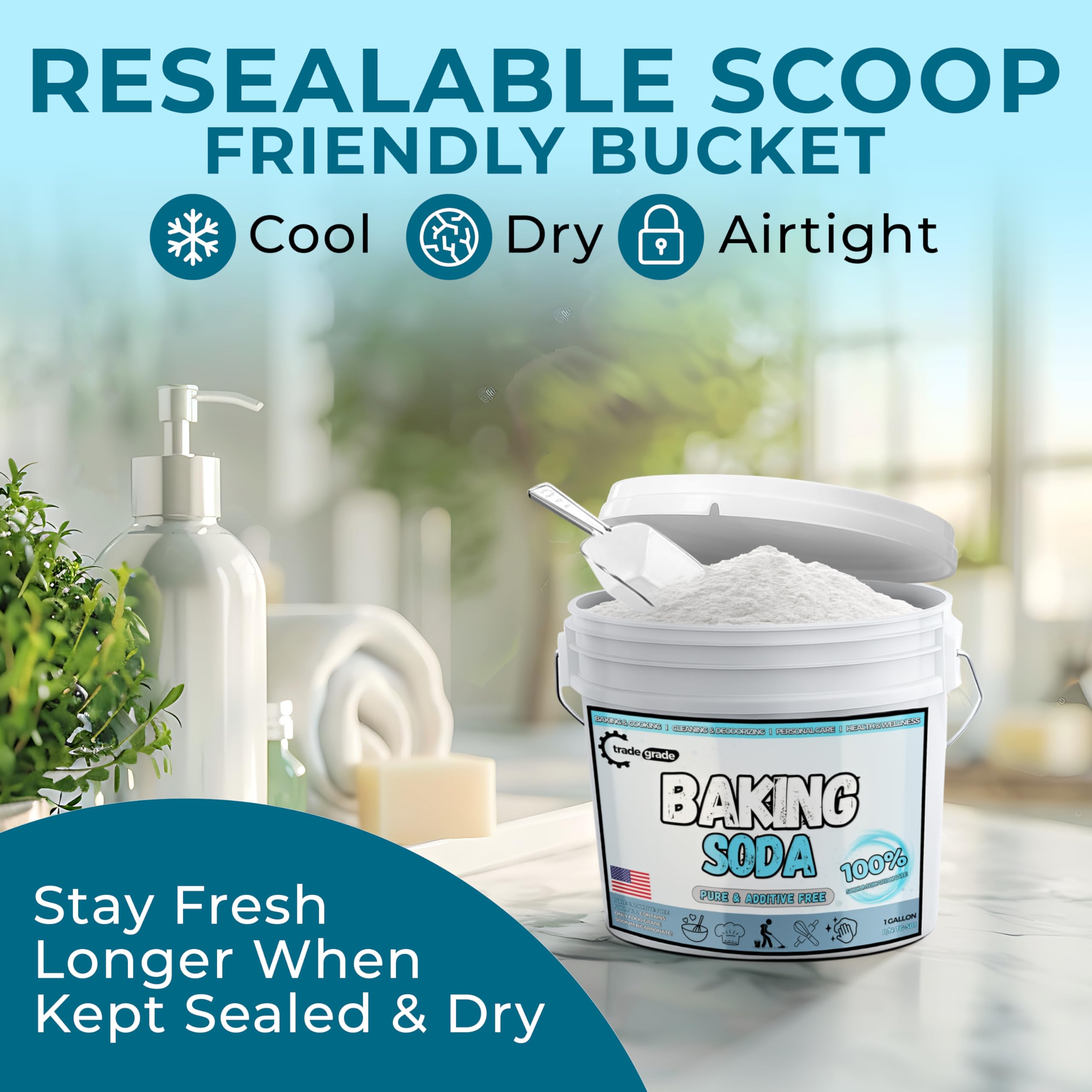 Trade Grade Pure Baking Soda powder diy-skincare gentle exfoliation and skincare routines.