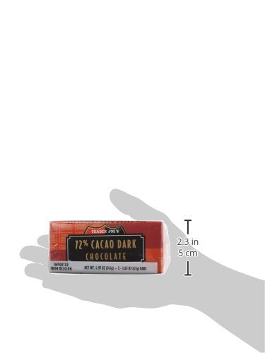 Trader Joe's 72% cacao bars label emphasizes no artificial colors or preservatives