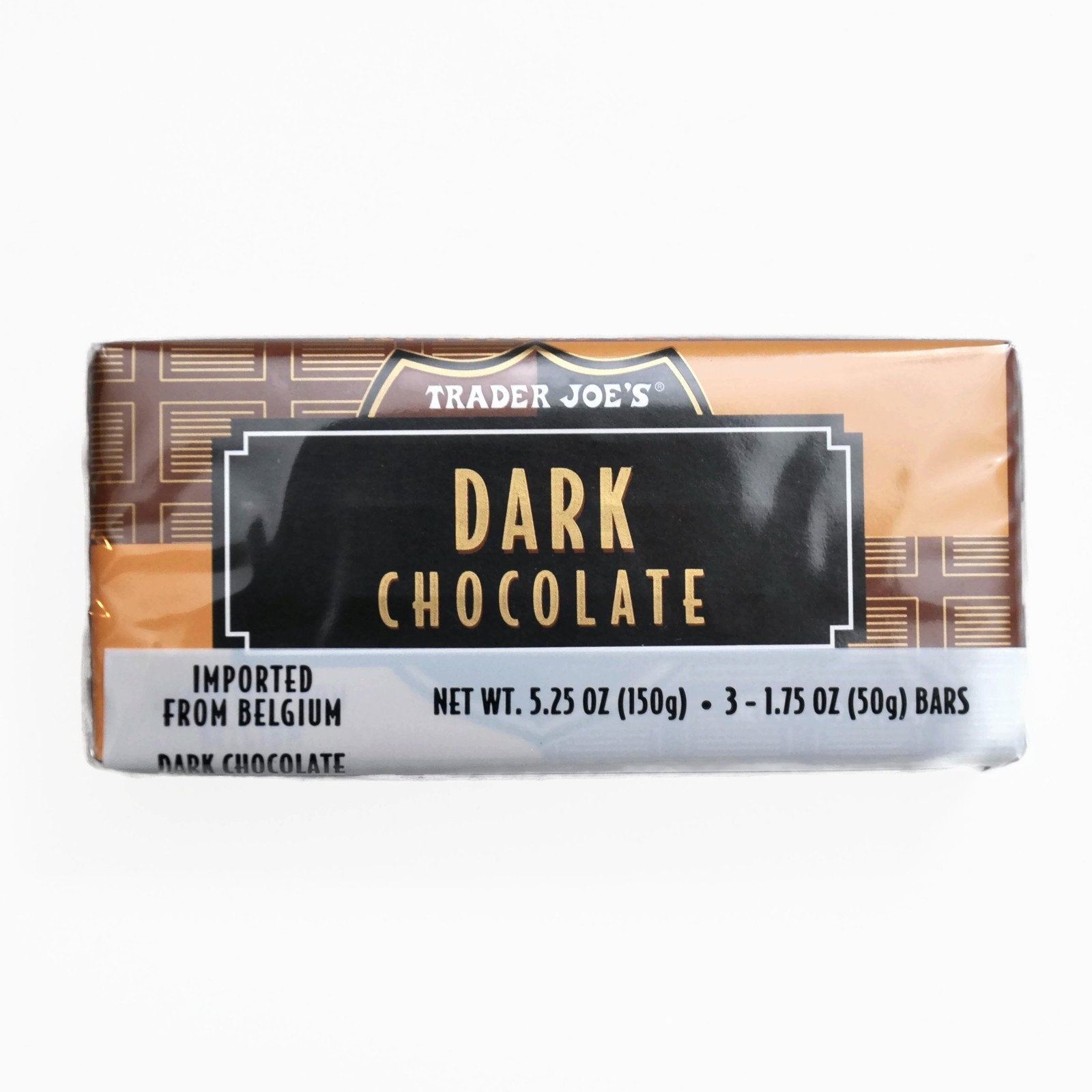 Trader Joe's Belgian dark chocolate bars closeup cocoa texture inviting rich aroma