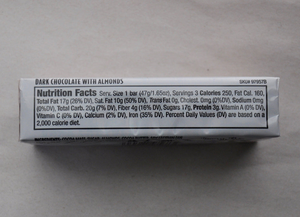 Trader Joe's Belgian dark chocolate bars variety pack neatly aligned display on shelf