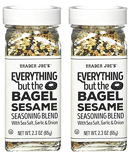 Trader Joe's Everything Bagel Seasoning bottle for flavoring bagels, popcorn, and roasted vegetables