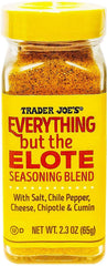 Trader Joe's Everything But The Elote seasoning pour enhances corn, potatoes, and snacks with bold flavor