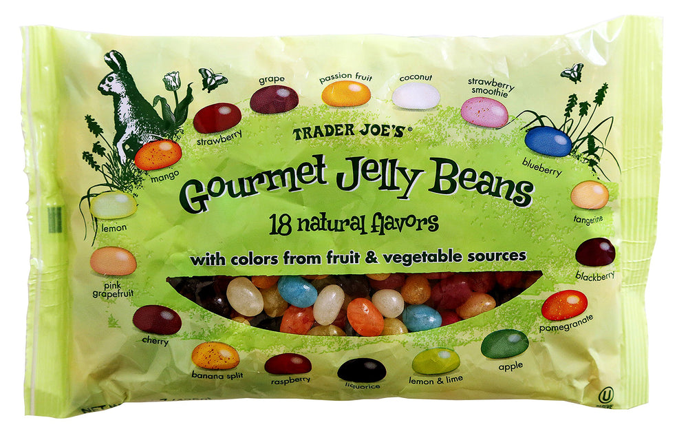 Trader Joe's Gourmet Jelly Bean Candy pack shot with glossy shells