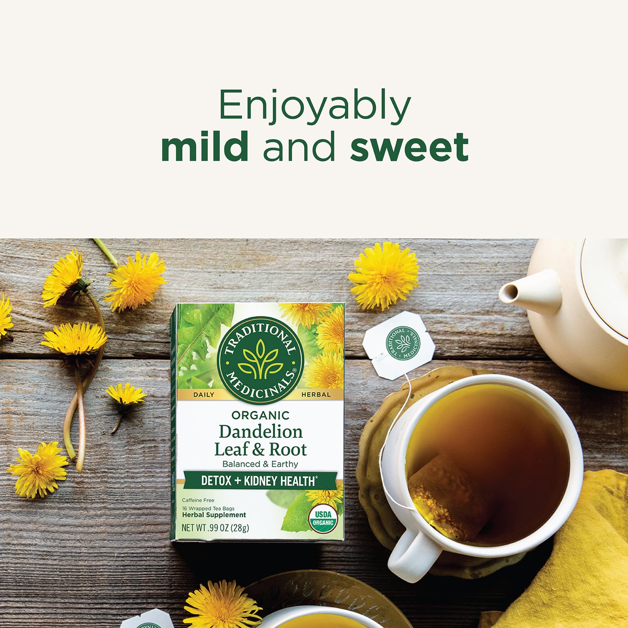Sustainably harvested dandelion from European meadows used in Traditional Medicinals tea.