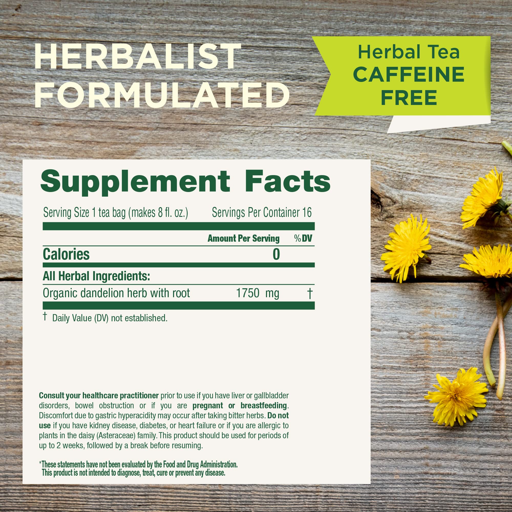 Traditional Medicinals Dandelion Tea bag in cup ready for a gentle daily ritual.