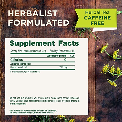 Traditional Medicinals fennel tea bag closeup highlights aromatic anise