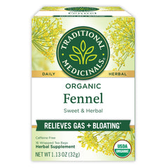 Traditional Medicinals fennel tea box with aroma for gentle digestion support.