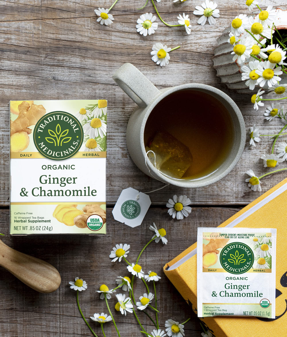 Traditional Medicinals tea kettle steeping scene invites a soothing ritual