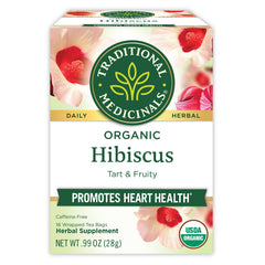 Traditional Medicinals hibiscus tea bag in cup for bright, refreshing hydration