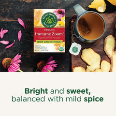 Lemon-ginger aroma rising from an Immune Zoom tea brew for a comforting moment.