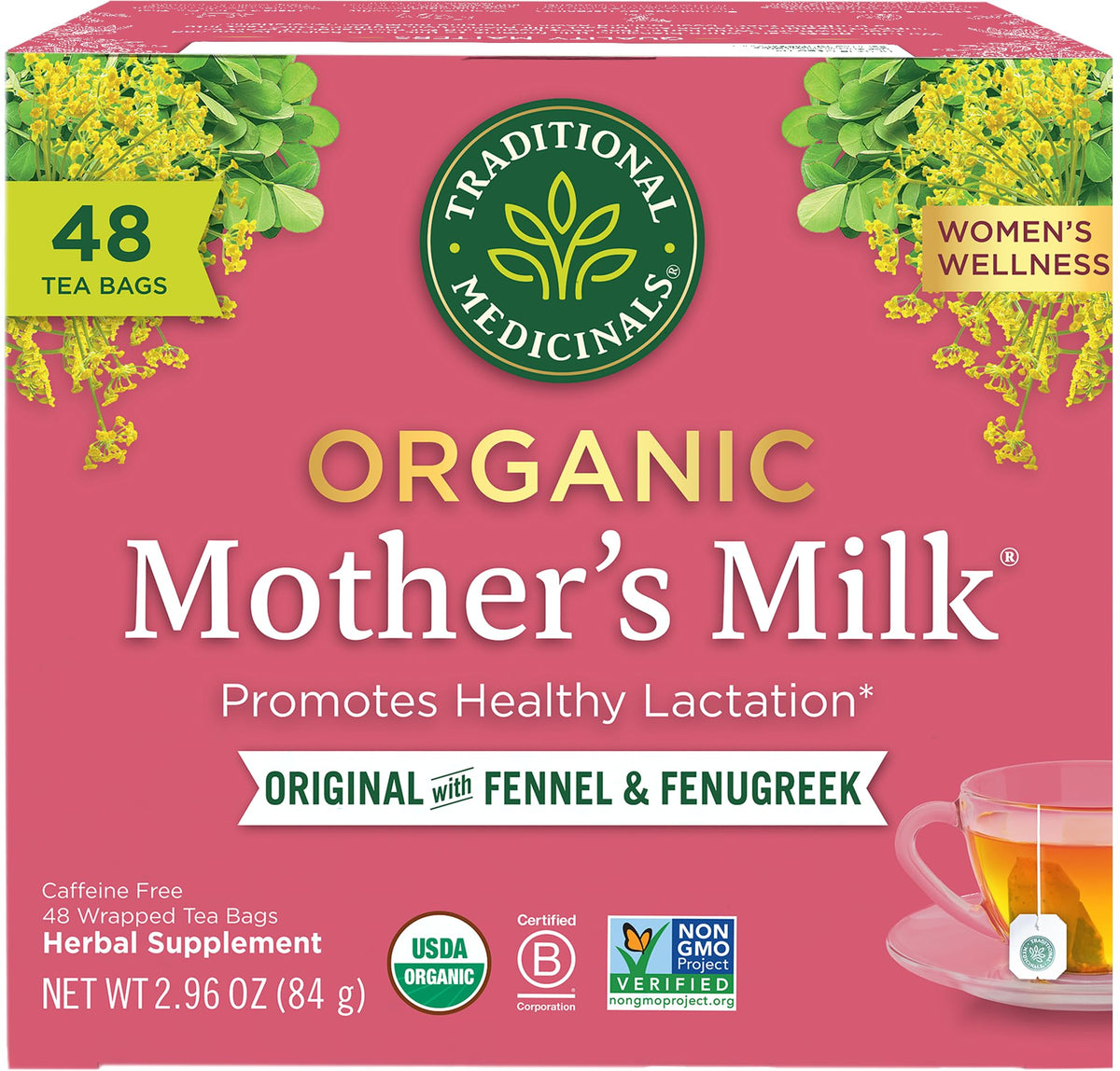 Traditional Medicinals Mother's Milk tea bags for a soothing lactation-support brew.