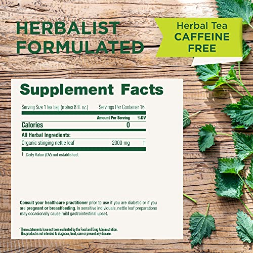 Traditional Medicinals nettle tea bags with earthy aroma and grounding flavor