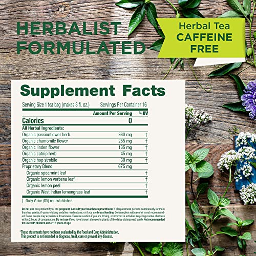 Traditional Medicinals Nighty Night packaging highlights organic, non-GMO credentials and eco-friendly packaging