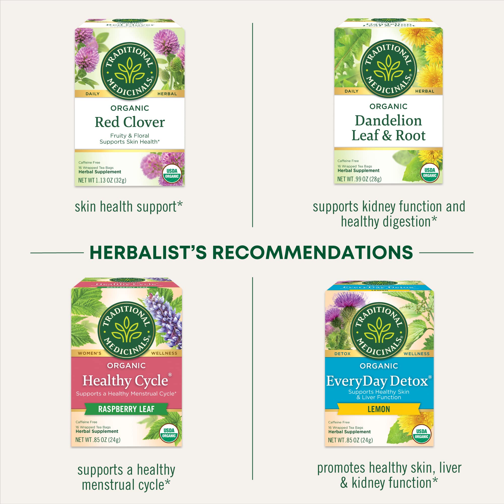 Traditional Medicinals organic and non-GMO certifications emphasize quality sourcing