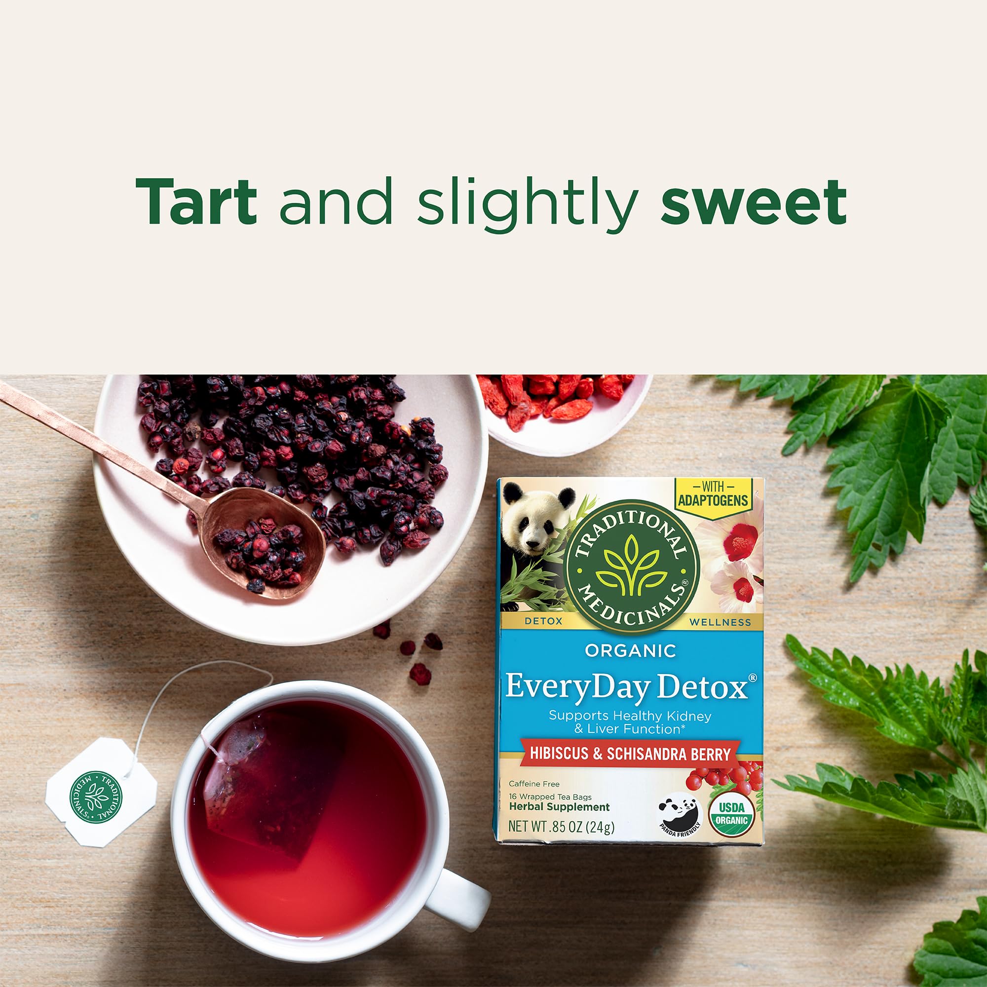 Traditional Medicinals organic dandelion component in the blend supports natural detox routines