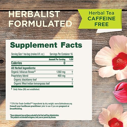 Traditional Medicinals organic hibiscus tea pack showcases organic sourcing and quality