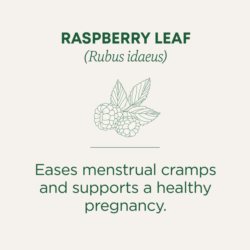 Organic labels and certifications on Traditional Medicinals raspberry leaf tea box.