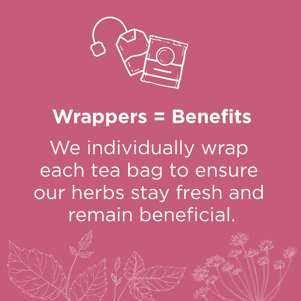 Traditional Medicinals organic raspberry leaf tea box front, 48 caffeine-free bags showcased.