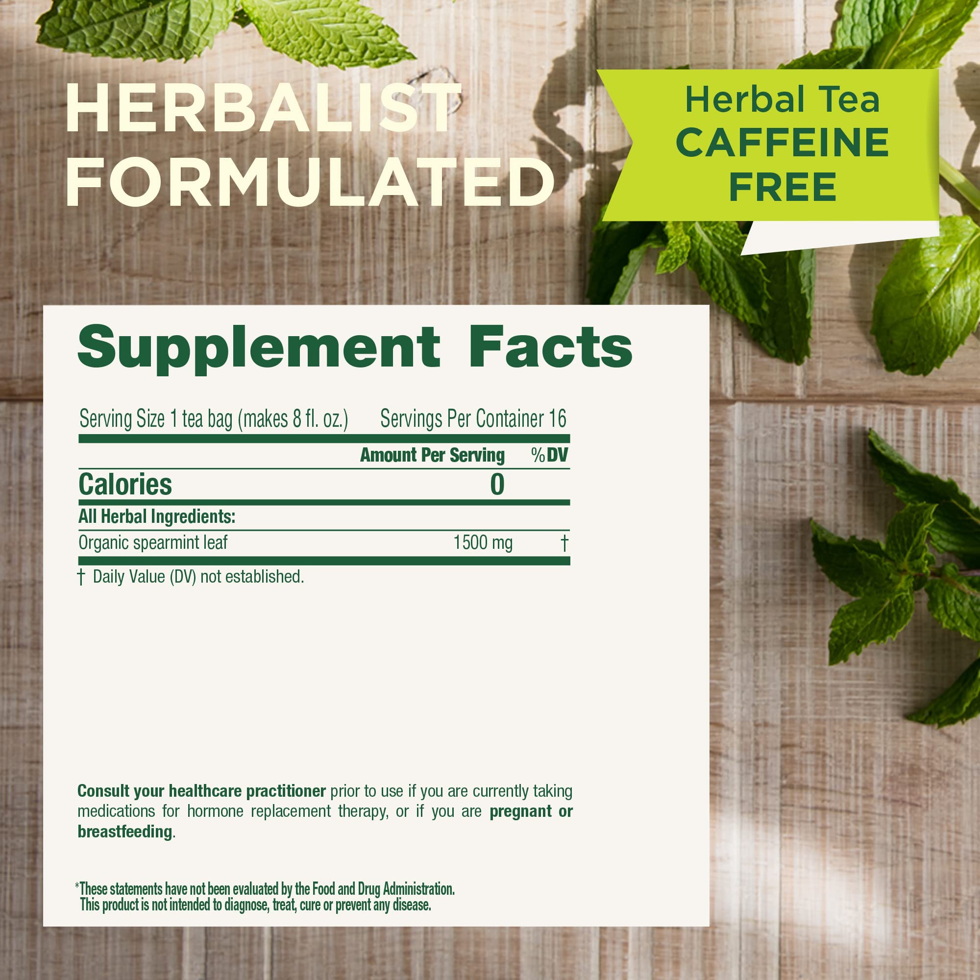 Traditional Medicinals Organic Spearmint Tea cup with steam for a bright, minty break.