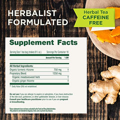 Traditional Medicinals turmeric tea bags close-up showing fresh herbs and aroma