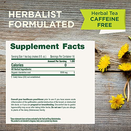 Traditional Medicinals tea cup showcasing roasted dandelion root aroma.