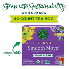 Boxed Traditional Medicinals Smooth Move packaging highlights herbal formulation.