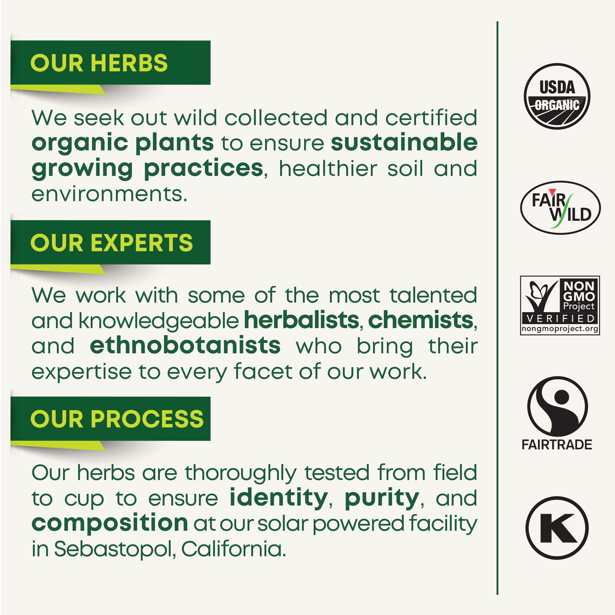 Solar-powered factory icon highlighting Traditional Medicinals TRUE Zero Waste commitment.