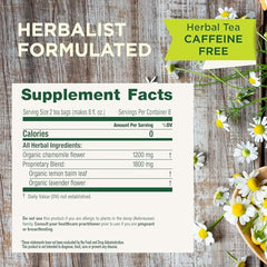 Traditional Medicinals steaming cup with chamomile lavender tea evokes relaxation.