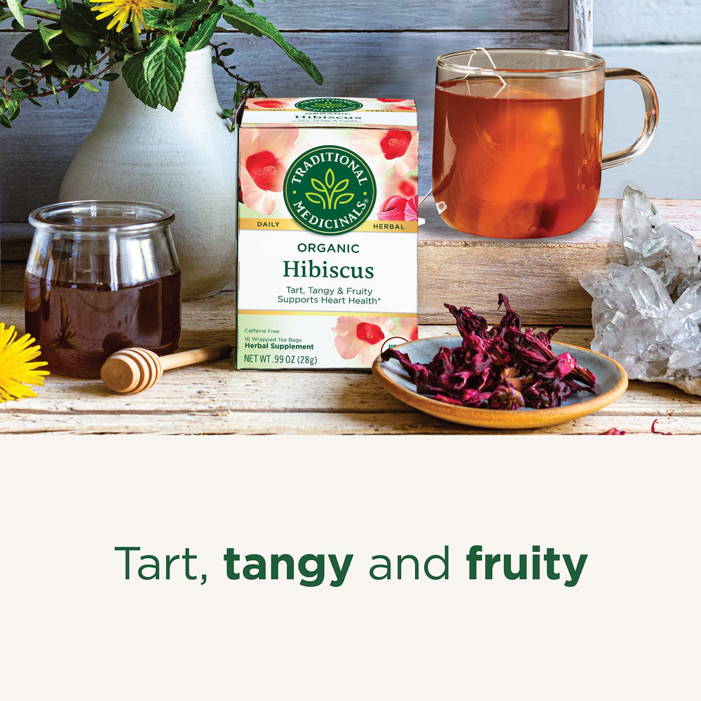 Traditional Medicinals tea bags close-up, compostable packaging for sustainable brewing.