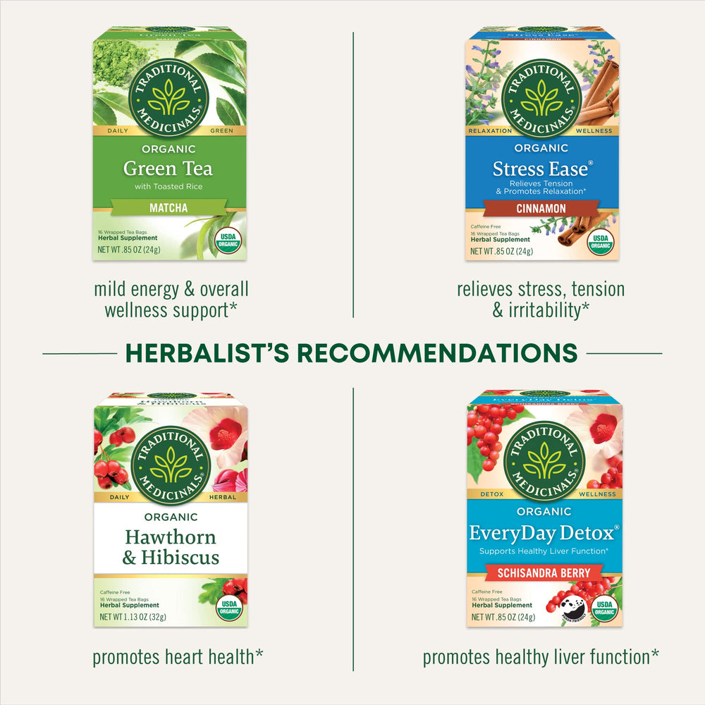 Traditional Medicinals compostable tea bags in eco-friendly packaging