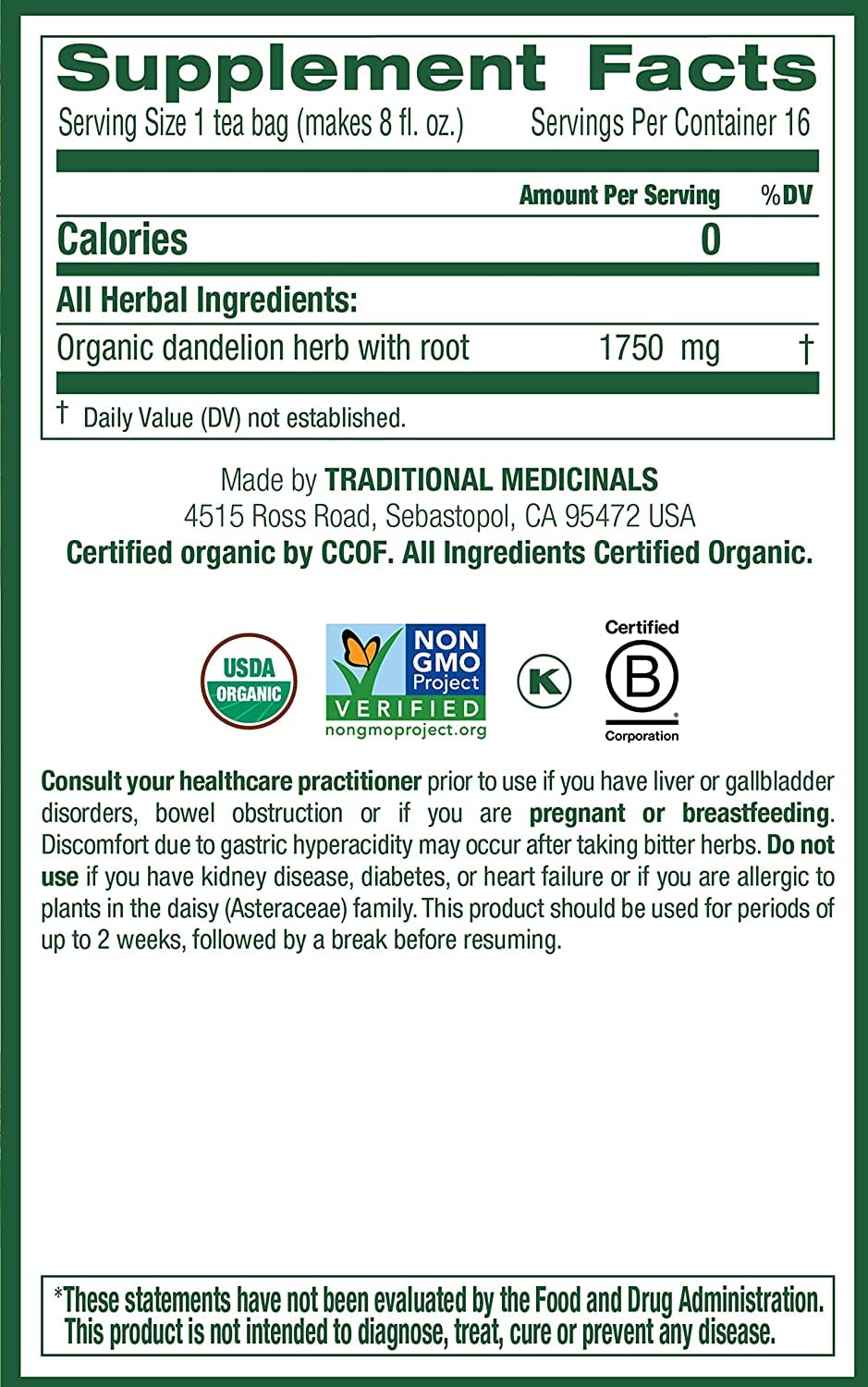 Traditional Medicinals tea bags close-up; organic leaves and roots for gentle daily comfort.